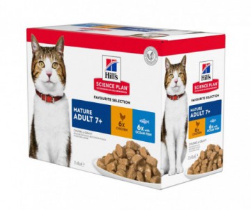 FELINE MATURE PACK 6 POULET 6 POISSON 12X85GR HILLS