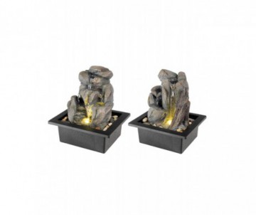 FONTAINE LED POLY ROCHER GRIS