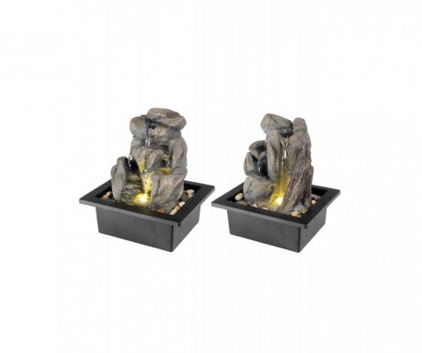 FONTAINE LED POLY ROCHER GRIS