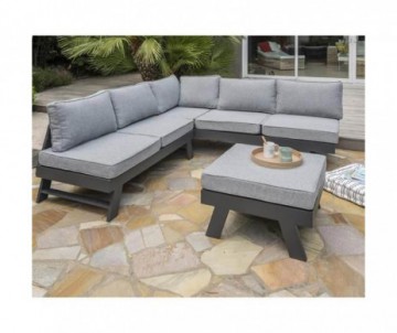SALON D'ANGLE NEW YORK 5/6 PLACE GRIS ANTHRACITE 213X214X62CM