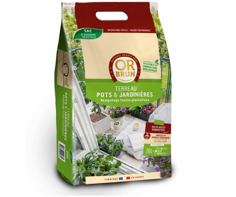 TERREAU REMPOTAGE PRATIQUE 20L - BIO - OR BRUN
