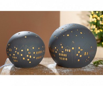 LAMPE EN PORCELAINE BLEU CITY DIAMETRE 16CM