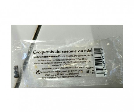 CROQUANT DE SESAME AU MIEL 30G APIDIS