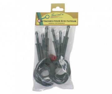 6 ATTACHES TUTEUR VERT