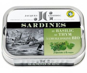 SARDINES HUILE D'OLIVE BASILIC THYM BIO