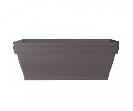 JARDINIERE ROMEO TAUPE DE 50CM SOUCOUPE+SUPPORT LOT DE 2