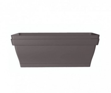 JARDINIERE ROMEO TAUPE DE 50CM SOUCOUPE+SUPPORT LOT DE 2