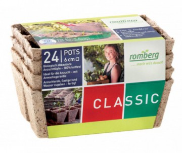 PLAQUES 6 POTS BIODEGRADABLES X6 - DIAMETRE 6CM - ROMBERG