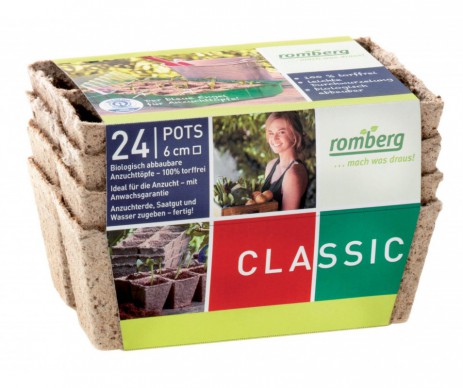 PLAQUES 6 POTS BIODEGRADABLES X6 - DIAMETRE 6CM - ROMBERG