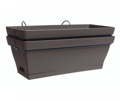 JARDINIERE ROMEO TAUPE DE 50CM SOUCOUPE+SUPPORT LOT DE 2