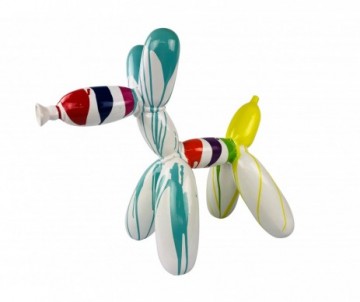 CHIEN BALLON TRACH BLANC LONGUEUR 63CM EN RESINE