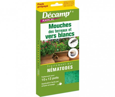 NEMATODES CONTRE LES MOUCHES DES TERREAUX - SURFACE TRAITEE 10 A 12 POTS - PACK PREPAYE - DECAMP