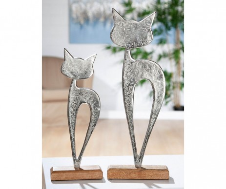 CHAT LUNA BOIS HAUTEUR 32CM