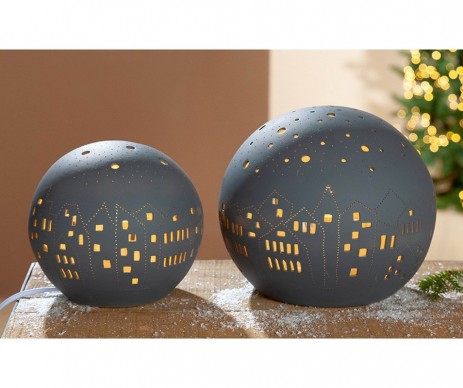 LAMPE EN PORCELAINE BLEU CITY DIAMETRE 24CM